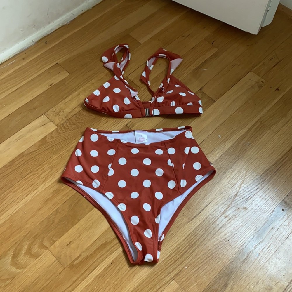 high waisted polka dot bikini set